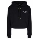 Balmain - Felpa con Cappuccio con Stampa Logo - Nero - Balmain Exclusive Luxury Collection