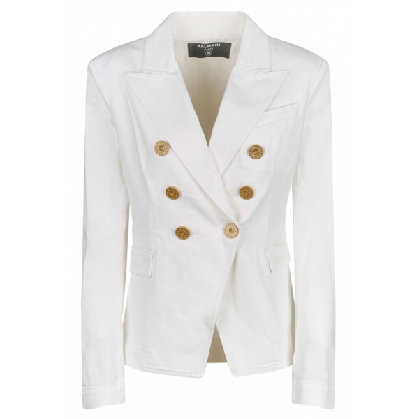 Balmain - Denim Double Breasted Jacket - White - Balmain Exclusive Luxury Collection