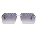 Fendi - Fendi Sky - Occhiali da Sole Rettangolare - Argento - Occhiali da Sole - Fendi Eyewear