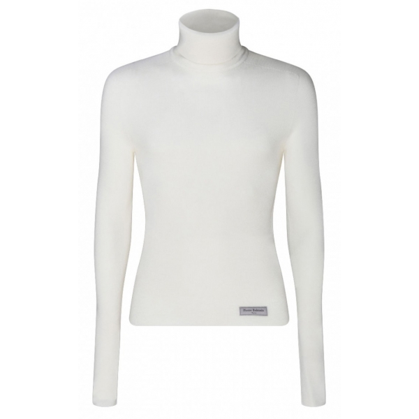 Balmain - Maglione con Toppa con Logo in Lana Merino - Bianco - Balmain Exclusive Luxury Collection