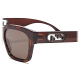 Fendi - O’Lock - Occhiali da Sole Rettangolare - Marrone - Occhiali da Sole - Fendi Eyewear