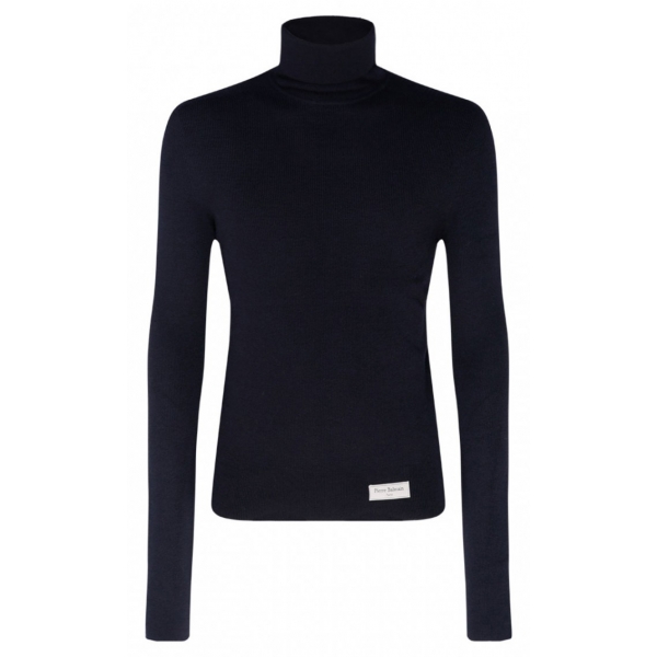 Balmain - Merino Wool Logo Patch Jumper - Navy Blue - Balmain Exclusive Luxury Collection