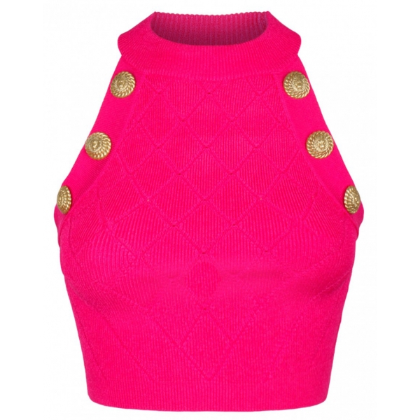 Balmain - Gilet Lavorato a Maglia - Fucsia - Balmain Exclusive Luxury Collection