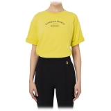 Elisabetta Franchi - T-Shirt with Logo and Metallic Details - Yellow - T-Shirt - Made in Italy - Luxury Exclusive Collection