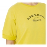 Elisabetta Franchi - T-Shirt with Logo and Metallic Details - Yellow - T-Shirt - Made in Italy - Luxury Exclusive Collection