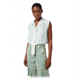 Elisabetta Franchi - Sleeveless Blouse with Tie - Aqua Green - Shirt - Made in Italy - Luxury Exclusive Collection