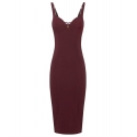 Elisabetta Franchi - Sweetheart Neckline Longuette Dress - Bordeaux - Dress - Made in Italy - Luxury Exclusive Collection