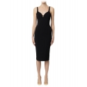 Elisabetta Franchi - Sweetheart Neckline Longuette Dress - Black - Dress - Made in Italy - Luxury Exclusive Collection