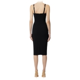 Elisabetta Franchi - Sweetheart Neckline Longuette Dress - Black - Dress - Made in Italy - Luxury Exclusive Collection