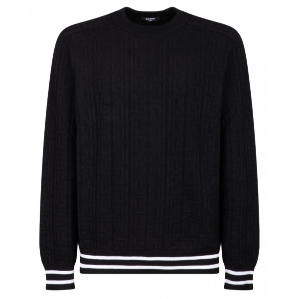 Balmain - Patterned Jacquard Jumper - Black White - Balmain Exclusive Luxury Collection