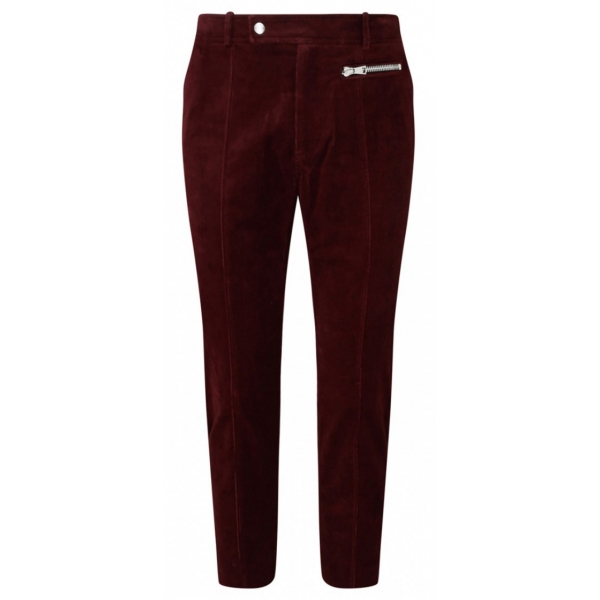 Balmain - Cotton Suede Cropped Trousers - Bordeaux Red - Balmain Exclusive Luxury Collection