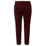 Balmain - Cotton Suede Cropped Trousers - Bordeaux Red - Balmain Exclusive Luxury Collection