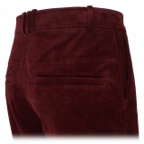 Balmain - Cotton Suede Cropped Trousers - Bordeaux Red - Balmain Exclusive Luxury Collection