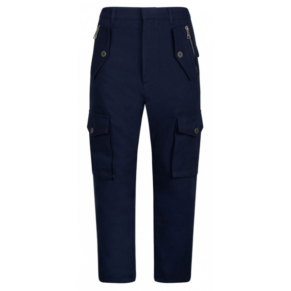 Balmain - Cotton Cargo Trousers - Navy Blue - Balmain Exclusive Luxury Collection