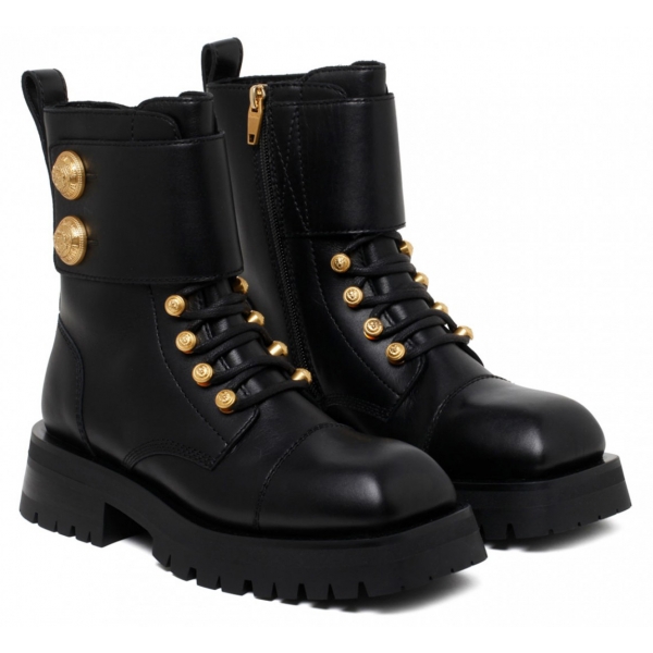 Balmain - Stivaletti Ranger Army in Pelle di Vitello - Nero - Balmain Exclusive Luxury Collection