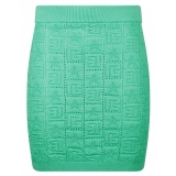 Balmain - Openwork Monogram Knit Skirt - Light Green - Balmain Exclusive Luxury Collection