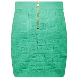 Balmain - Openwork Monogram Knit Skirt - Light Green - Balmain Exclusive Luxury Collection