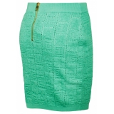 Balmain - Openwork Monogram Knit Skirt - Light Green - Balmain Exclusive Luxury Collection