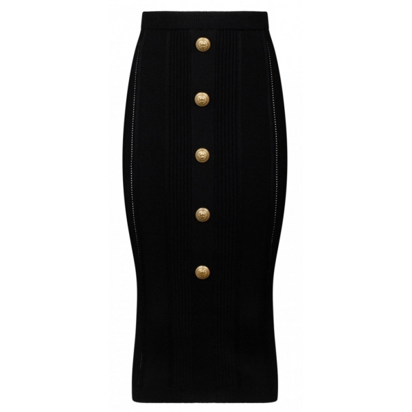 Balmain - Gonna Midi in Maglia - Nero - Balmain Exclusive Luxury Collection