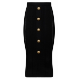 Balmain - Gonna Midi in Maglia - Nero - Balmain Exclusive Luxury Collection