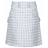 Balmain - Gingham Tweed A-Line Skirt - Blue - Balmain Exclusive Luxury Collection