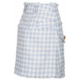 Balmain - Gingham Tweed A-Line Skirt - Blue - Balmain Exclusive Luxury Collection