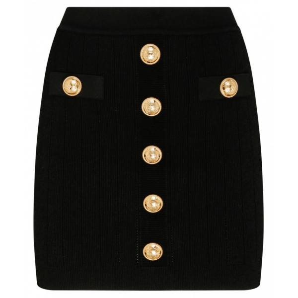 Balmain - Knitted Buttoned Mini Skirt - Black - Balmain Exclusive Luxury Collection