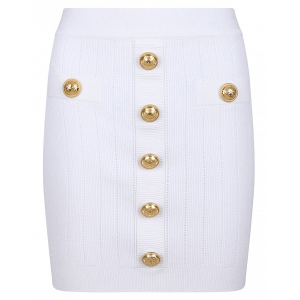 Balmain - High Waist Miniskirt - White - Balmain Exclusive Luxury Collection