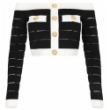 Balmain - Off Shoulder Top - Black White - Balmain Exclusive Luxury Collection