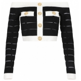 Balmain - Off Shoulder Top - Black White - Balmain Exclusive Luxury Collection