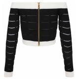 Balmain - Off Shoulder Top - Black White - Balmain Exclusive Luxury Collection