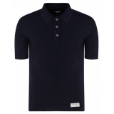 Balmain - Polo con Toppa con Logo in Lana - Blu Navy - Balmain Exclusive Luxury Collection