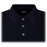 Balmain - Polo con Toppa con Logo in Lana - Blu Navy - Balmain Exclusive Luxury Collection