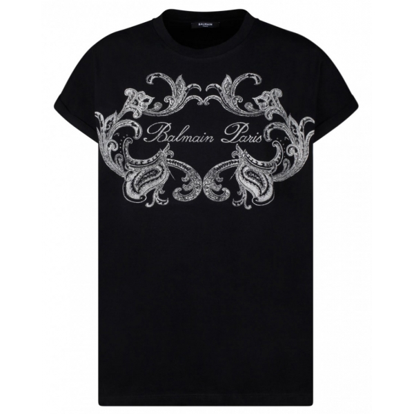 Balmain - Iconic Paisley Print T-Shirt - Black - Balmain Exclusive Luxury Collection