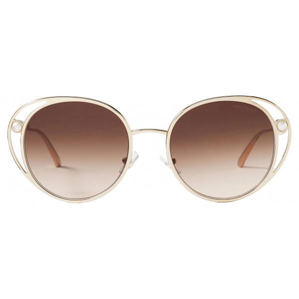 Jimmy Choo - Angela - Pale Gold Oval Gradient Brown Sunglasses - Jimmy Choo Eyewear