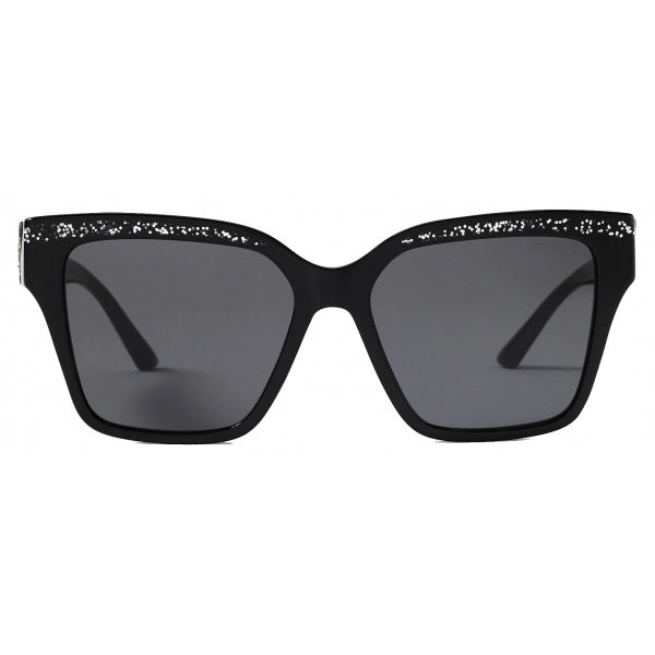 Jimmy Choo - Giava - Occhiali da Sole Quadrati Neri con Glitter - Jimmy Choo Eyewear