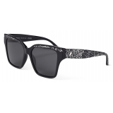 Jimmy Choo - Giava - Occhiali da Sole Quadrati Neri con Glitter - Jimmy Choo Eyewear