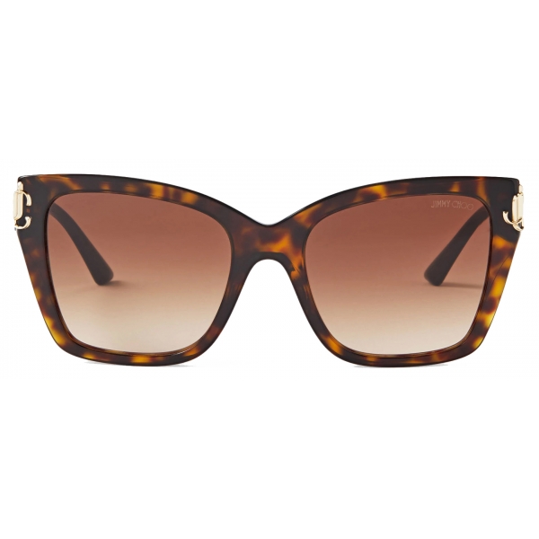 Jimmy Choo - Kira - Occhiali da Sole Quadrati Havana Marrone - Jimmy Choo Eyewear