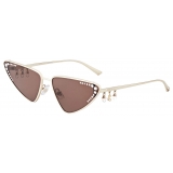 Jimmy Choo - Kristal - Occhiali da Sole Cat-Eye Oro Pallido con Cristalli - Jimmy Choo Eyewear