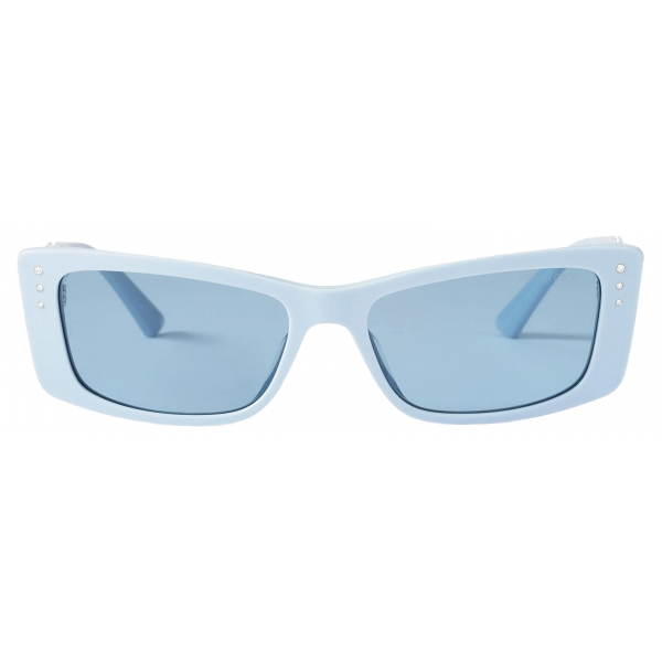 Jimmy Choo - Lexy - Occhiali da Sole Rettangolari Azzurri con Cristalli - Jimmy Choo Eyewear