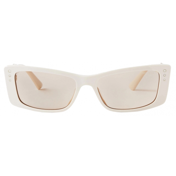 Jimmy Choo - Lexy - Occhiali da Sole Rettangolari Bianchi con Cristalli - Jimmy Choo Eyewear