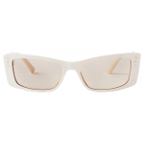 Jimmy Choo - Lexy - Occhiali da Sole Rettangolari Bianchi con Cristalli - Jimmy Choo Eyewear