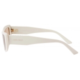 Jimmy Choo - Lexy - Occhiali da Sole Rettangolari Bianchi con Cristalli - Jimmy Choo Eyewear