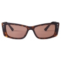 Jimmy Choo - Lexy - Occhiali da Sole Rettangolari Havana Marrone con Cristalli - Jimmy Choo Eyewear