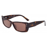 Jimmy Choo - Lexy - Occhiali da Sole Rettangolari Havana Marrone con Cristalli - Jimmy Choo Eyewear