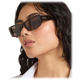 Jimmy Choo - Lexy - Brown Havana Rectangular Sunglasses with Crystals - Jimmy Choo Eyewear