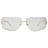 Jimmy Choo - Margaret - Pale Gold Rectangular Sunglasses with Crystals - Jimmy Choo Eyewear