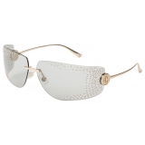 Jimmy Choo - Margaret - Occhiali da Sole Rettangolari Oro Pallido con Cristalli - Jimmy Choo Eyewear