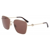 Jimmy Choo - Pua - Occhiali da Sole Quadrati Oro Pallido con Cristalli Lenti Marrone Scuro - Jimmy Choo Eyewear