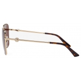 Jimmy Choo - Pua - Pale Gold Square Sunglasses with Crystals Dark Brown Lenses - Jimmy Choo Eyewear